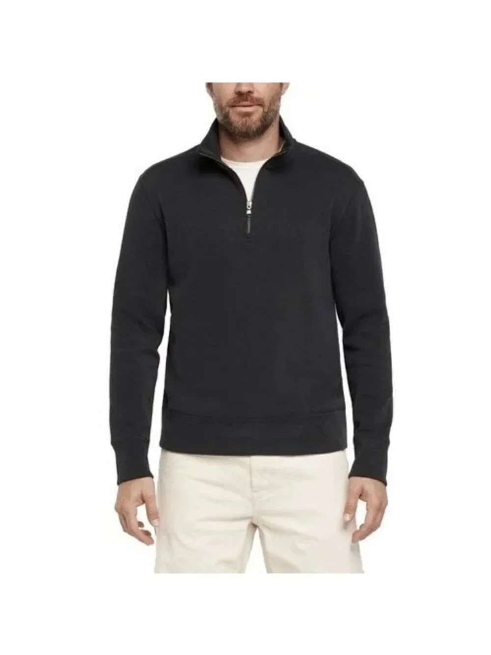 Banana Republic Men's L Black Half-Zip Sweatshirt Cotton Blend H1985